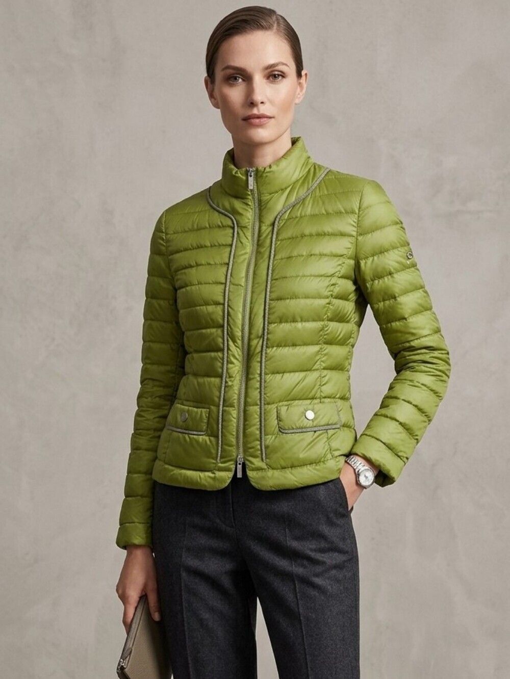 LAURÈL GREEN LIGHTWEIGHT QUILTED PUFFER JACKET